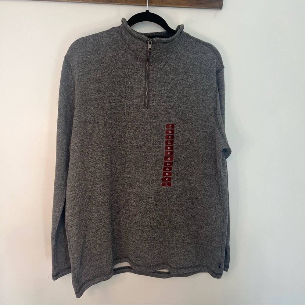 NWT GAP Gray Knit Cozy Half Zip Pullover Sweater Men’s XL Mock Neck Long Sleeve